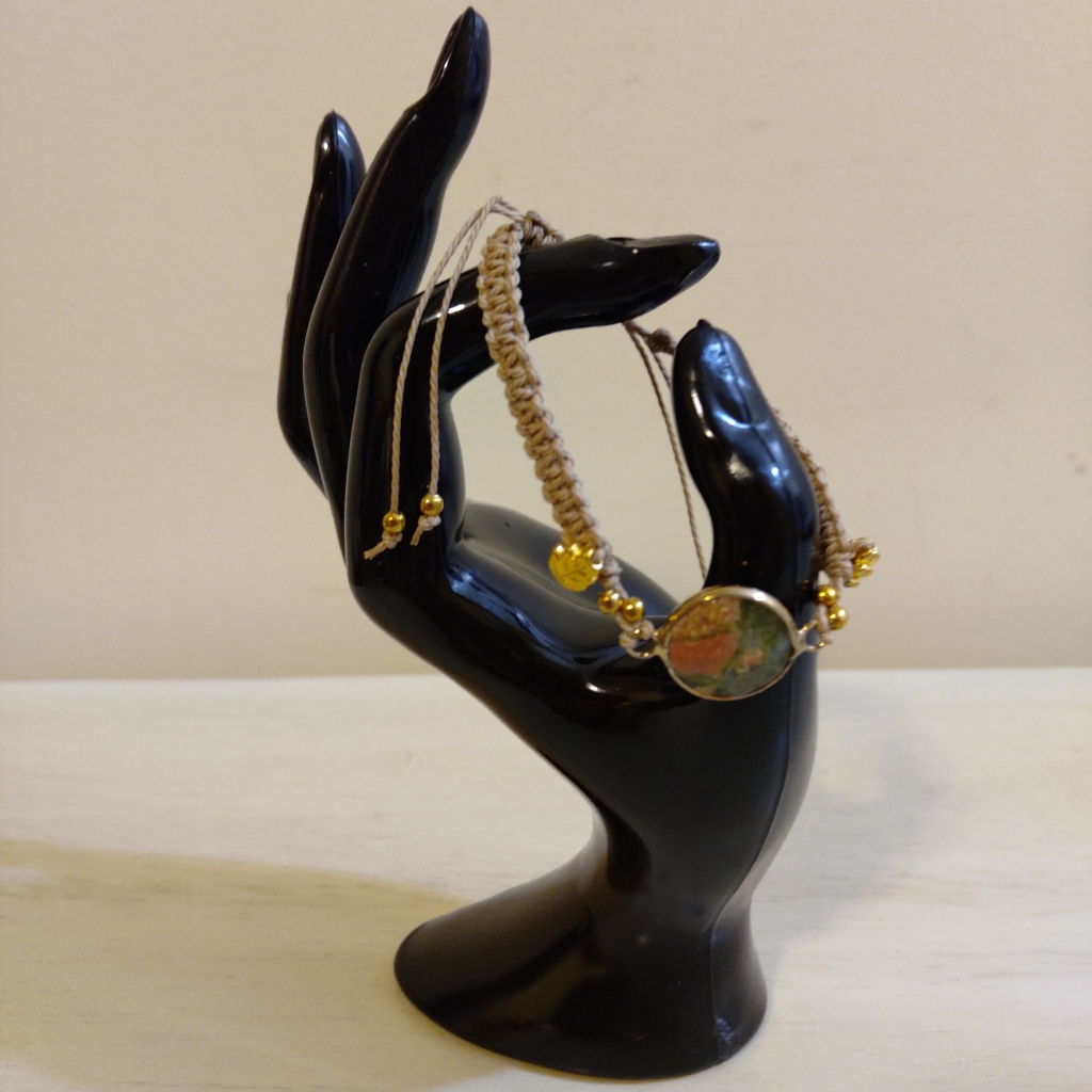New Artisan Green & Coral Gemstone Adjustable Bracelet 6